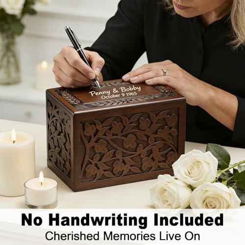 Tree of Life Wooden Cremation Urn for Human Ashes Adult Men Women & Pet | 250 lbs Handcrafted Funeral Urn. Decorative Walnut, Velvet Lining, Secure Locking Base. Large Memorial for Men Women & Pet