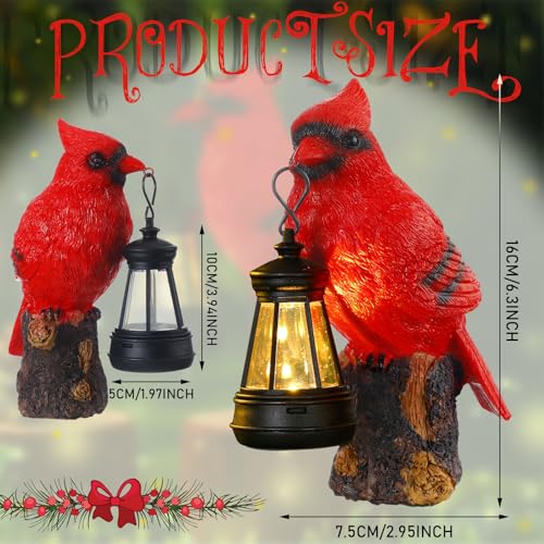 Suzile Cardinal Garden Statue with Solar Lantern 6.3 Solar Light for Outside Cardinal Garden Decor Sculptures & Statues Lights for Lawn Decor Unique Ornament Gift for Women Mom