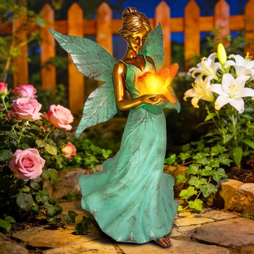 Solar Angel Garden Statues, Outdoor Solar Lights Waterproof, Birthday Gifts for Mom Women Mother's Day, Garden Figurines for Yard Decor Patio Porch Lawn Ornaments - color: Angel