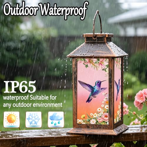 Hummingbird Garden Deco Solar Lanterns Outdoor Waterproof,Metal Hanging Decorative Solar Lights,Mothers Day Gifts,Birthday Gifts for Women Mom Grandma,Gardening Gifts for Yard,Patio, Lawn,Tabletop - style: Style_ Hummingbird