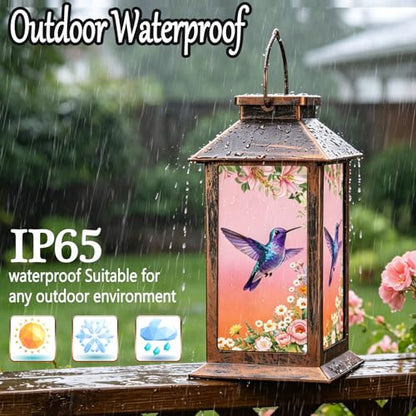 Hummingbird Garden Deco Solar Lanterns Outdoor Waterproof,Metal Hanging Decorative Solar Lights,Mothers Day Gifts,Birthday Gifts for Women Mom Grandma,Gardening Gifts for Yard,Patio, Lawn,Tabletop - style: Style_ Hummingbird