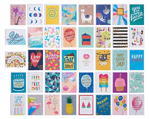 American Greetings 41-Count Birthday Card Pack, Assorted Colorful Designs - color: Bright & Cheerful