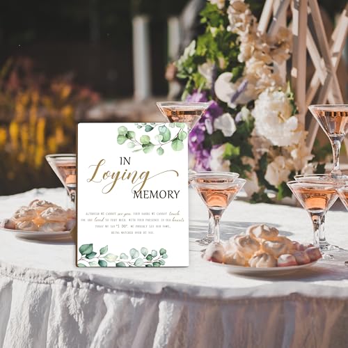 In Loving Memory Wooden Sign, Wedding Memorial Sign, Greenery, 11x8 Inches, Tabletop, Rustic