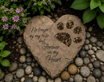 Carson Pet Memorial Garden Stepping Stone Heart Paw Print, 9.5 Inch - color: Brown