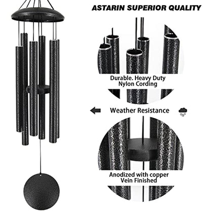 36”Sympathy Wind Chimes in Loving Memory,Tuned Windchimes - size: 36" Black Grey