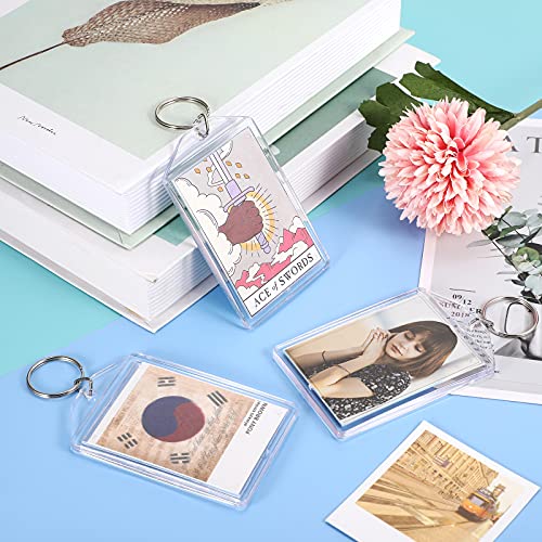 Hicarer Acrylic Photo Insert Keychain 2 x 3 Inch Double Sided Blank Picture Keyring DIY Custom Personalized for Women Men
