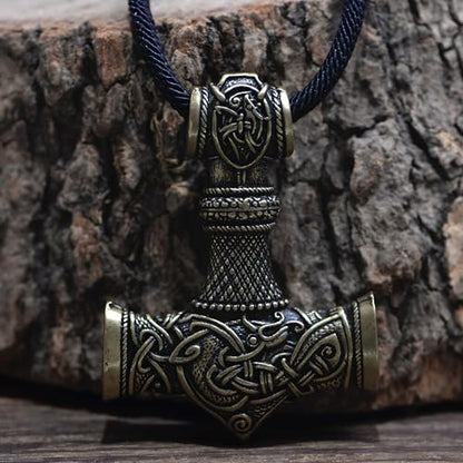 Norse Viking Thor Hammer Necklace Mjolnir Necklace for Men Talisman Jewelry - color: Antique Bronze