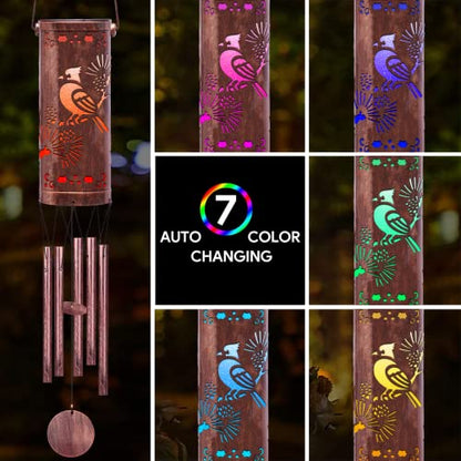 FSVGYY Solar Red Bird Wind Chime 30 Inch Metal Outdoor Hanging Light - color: Wind Chimes Bird