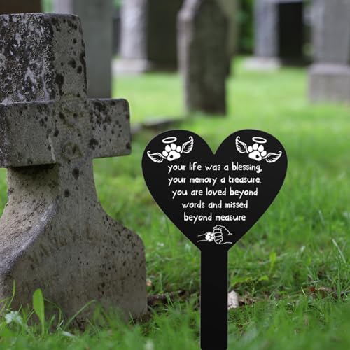 Pet Memorial Remembrance Plaque Stake for Cemetery, Grave Decorations for Loss of Dog Cat Labrador Bulldog Yard Garden Sympathy Decor Acrylic Grave Stake