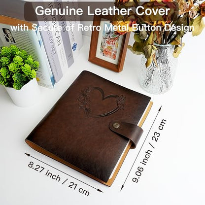 Photo Album 4x6 200 Pockets, Genuine Leather Photo Albums 200 Photos with Writing Space 30 Writing Paper, Family Wedding Travel Kids Graduation Ultrasound Baby Picture Album Scrapbook, Mother Gifts - color: Brown-Love, size: 200 Photos