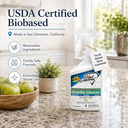 Black Diamond Stoneworks Granite Counter Cleaner: USDA Certified BIOBASED- Safe for Granite and other stone countertops. Safe for food contact formula to keep your countertops looking fresh and clean! - size: 160 Fl Oz (Pack of 1)
