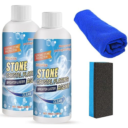 2 PCS Stone Crystal Plating Agent, Nano Stone Crystal Plating Agen, Marble Cleaner Stain Remover