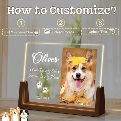 Personalized Dog Memorial Gifts, Custom Acrylic Light Up Picture Frame | Custom Pet Loss Gifts Cat Pet Memorial Gifts with Pictures for Pet Lover, Loss of Dog Sympathy Gifts - color: style-9