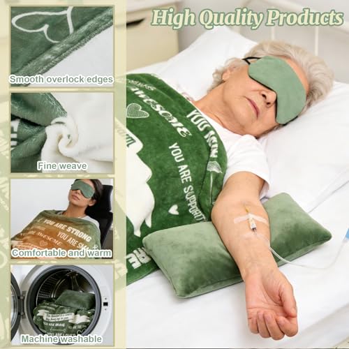Get Well Soon Gift Baskets for Women, Thinking of You Set | 8pcs Cancer Care Gifts for Family Friends Sister, Practical Care Package With Small Pillow, Hug Blanket, Canvas Bag and More