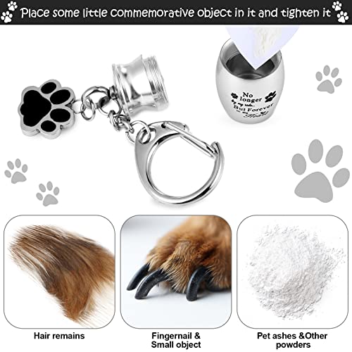 Tudomro Cremation Pet Dog Urns Keychain for Ashes with Storage Bag Stainless Steel Small Cat Paw Memorial Keepsake Jewelry - color: Silver