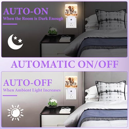 African Elephant Night Light,Plug-in Night Lights with Dusk-to-Dawn Sensor for Bedroom,Bathroom and Living Room Sleep Friendly lamp 0.5w - color: African Elephant