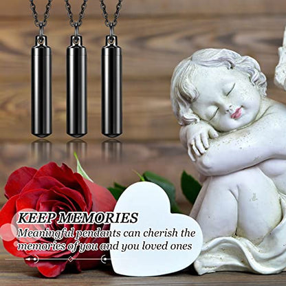 Yaomiao 10 Pcs Urn Necklace for Ashes Cremation Jewelry,Black, Silver - color: Black, Silver