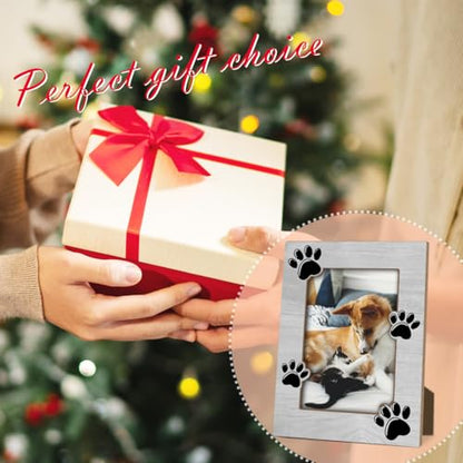 Pet Wooden Picture Frame, 4x6 Pet Paw Prints Photo Frame, Dog Cat Mom Memorial Sympathy Gifts, Remembrance Gifts, Picture Frames for Tabletop Display, Home Office Desk Decorations -001