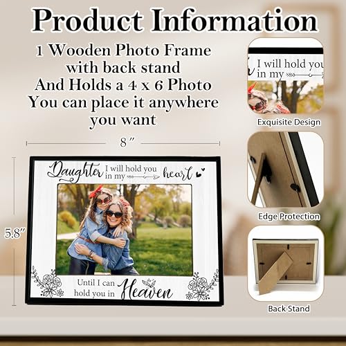 Memorial Gifts for Loss of Daughter, Memorial Picture Frame, Bereavement Gift Photo Frame, Sympathy Gifts for Mother, Fits 4x6 In Photo for Tabletop Display - L10 - style: loss of daughter 2