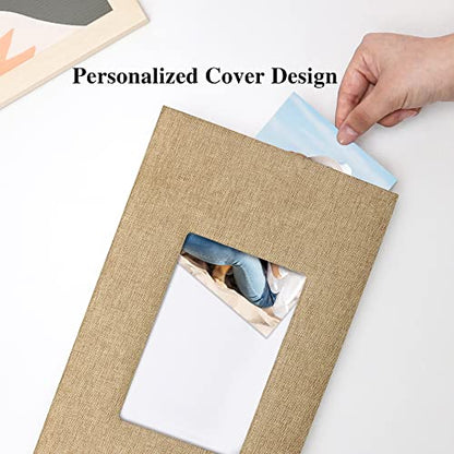 Vienrose 4x6 Photo Album,300 Pockets,Linen Cover with Window,Khaki | Linen Hardcover, Slip In Photo Book, Family Memory Album, Travel Keepsake - color: Khaki, size: 300 Pocket
