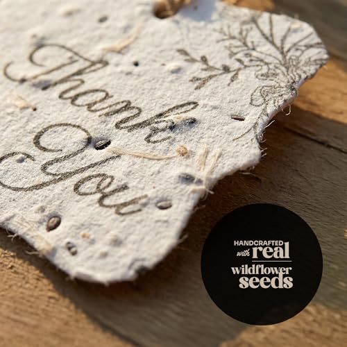 50 Plantable Thank You Seed Paper Tags with Wildflower Seeds - style: 50 B&W Thank You Tags