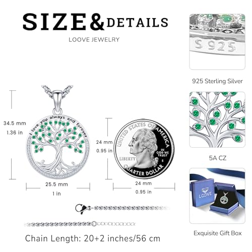 Sterling Silver Tree of Life Necklace for Women Oval Family Tree Necklace Abalone Shell Moonstone Pendant Mother Day Necklace for Mom Tree of Life Jewelry - style: Tree of Life-CZ