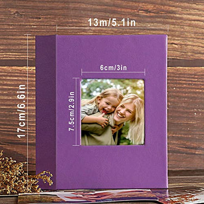 Ywlake Photo Album 4x6 50 Pockets 2 Packs, Small Mini Capacity Leather Photo Albums, Each Pack Holds 50 Top Loader Vertical Only Pictures Purple - color: Purple, size: 50 Photos/2PK