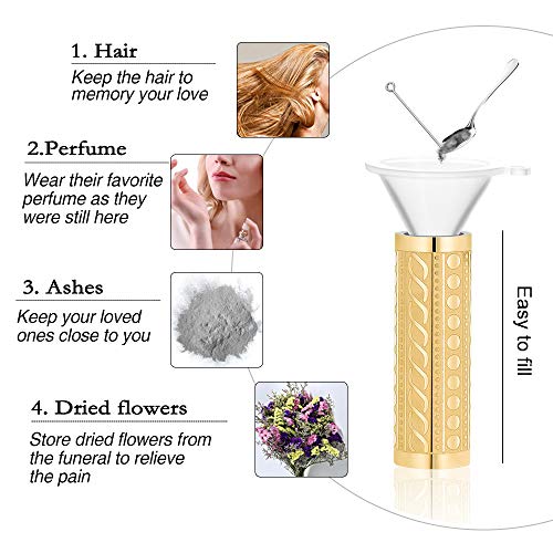 constantlife Cremation Jewelry for Ashes Openable Pill Case Urn Necklace Keepsake Perfume Memorial Pendant Locket Charm Accessories - color: Golden