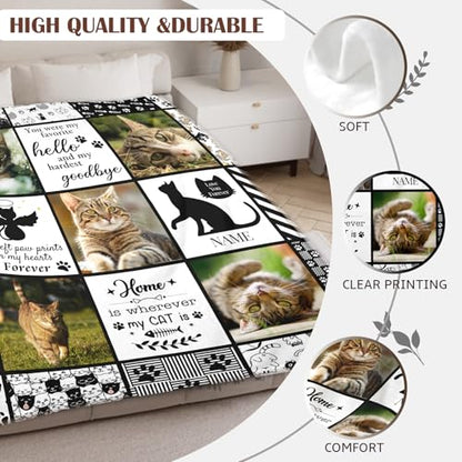 WFR Personalized Memorial Blanket for Loss of Cat,Pet Sympathy Gift for Cat