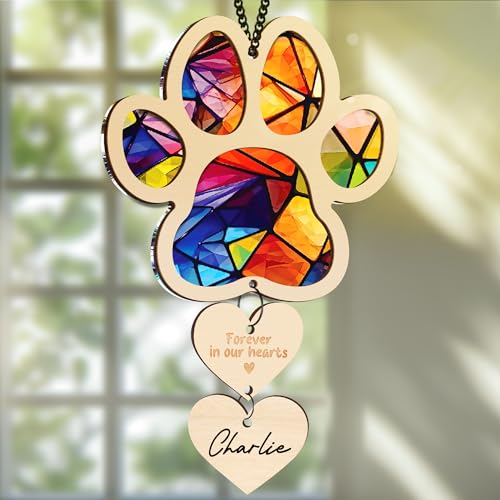 Pet Memorial Ornament for Christmas Tree Xmas Hanging Dog Cat Ornament Sympathy Gift Loss of Pet Passing Away Remembrance Keepsake for Pet Lover Ideas Gift in Loving Memory of Pet PS28-N4 - color: Angel Paw 1