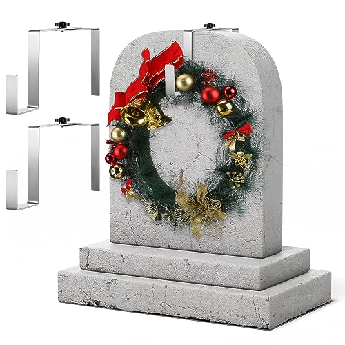 Blulu 2 Pcs 7'' to 11'' Metal Christmas Headstone Wreath Hanger Adjustable Flower Wreath Holder Stands Gravestone Marker Cemetery Tombstone Saddles (Silver) - color: Silver