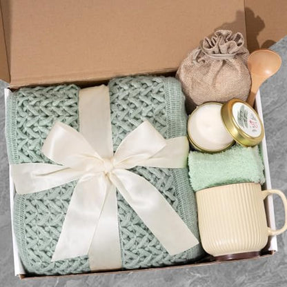 Get Well Soon Gifts Baskets for Women, Mothers Day Birthday Gifts Self Care Package Inspirational Thinking of You Feel Better Encouragement Gift for Her Sister Girlfriend Best Friend Grandma Coworker - color: Deep Sage