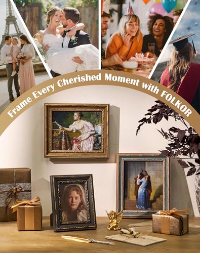 Antique Picture Frames 8x8 with Stand for Drawings Prints,Gold - color: Gold, size: 8x8"