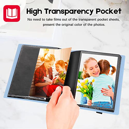 Aevdor 2 Pack 5x7 Photo Albums, Holds 128 Photos, Elastic Band Closure | Clear 5x7 Pockets, Book-Style Viewing, Family, Wedding, Baby, Travel & Graduation Photos - color: 2Pack Blue