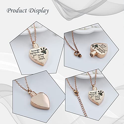 Fashion Pet Cremation Jewelry Stainess Steel Heart Keepsake Ashes Necklace Dog Cat Paw Memorial Urn Pendant - color: Rose Gold-Green