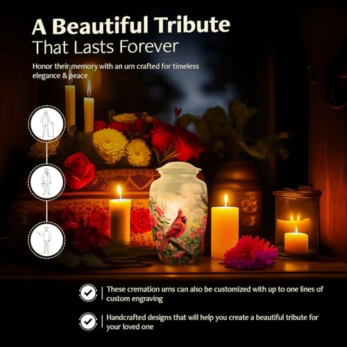 Cardinal Urns for Human Ashes -Large Urn for Human Ashes Adult Female | Red Cardinal Bird Urns - Cremation Urns for Adult Woman 10inch and 200 Cubic Inches - color: Funeral Cardinal Bird