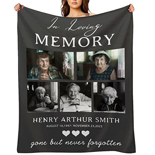 Artsadd Personalized Blanket in Loving Memory of Mother Father, Custom Throws with Picture Text Name, Memorial Gift for Loss of Loved One,Remembrance Gift - color: Design 5
