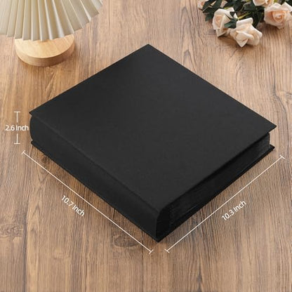 potricher Small 8x10 Photo Album, 160 Pockets, Linen Cover, Black - color: Black
