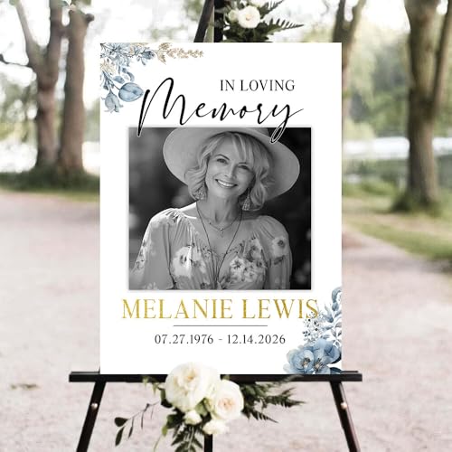 Personalized Funeral Welcome Sign with Photo, Black Celebration of Life Memorial Yard Decor, Custom Minimalist Tribute Sign, In Loving Memory Decoration for Funeral Service #11 - color: Version #11