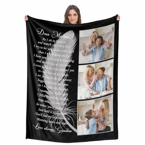Custom Memorial Blanket with Photo - Sympathy Gift for Loss of Loved One - color: Style 17