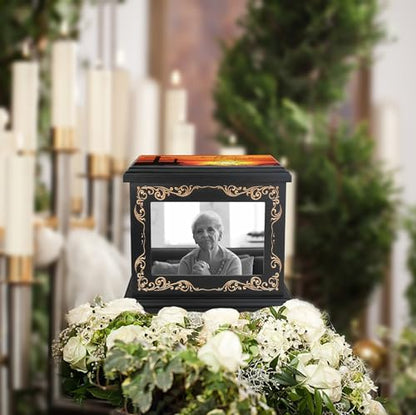 ADMLC Cremation Urns for Human Ashes Adult Up to 200 IBS with Photo Frame | 100% Wooden Handcrafted Memorial Keepsake Urn for Ashes,Funeral Burial Caskets Urn Suitable for Male Female Men Women Dad Mom