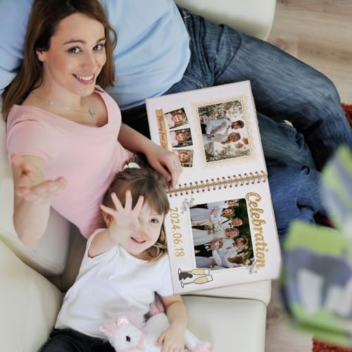 Scrapbook Photo Album, Linen Covered, 8x8 Inches, 20 Sheets/40 Pages | Hardcover Kraft White Pages, Wedding Guest Book, Travel Memory Book, Christmas, Baby Shower Keepsake, Family Album - color: White, size: 8x8 Inch 40 Pages