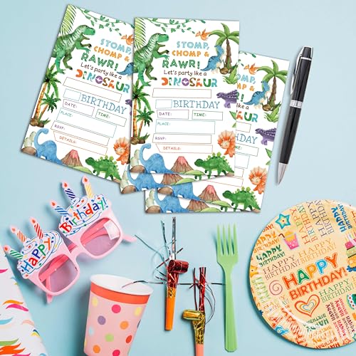 Birthday Invitations - Dinosaur Birthday Invites with Envelopes(25-Count) - Dino Fill-in Party Invite Cards for Boys Girls Kids Party Supplies Favors Decorations - A01 - style: Dinosaur 1