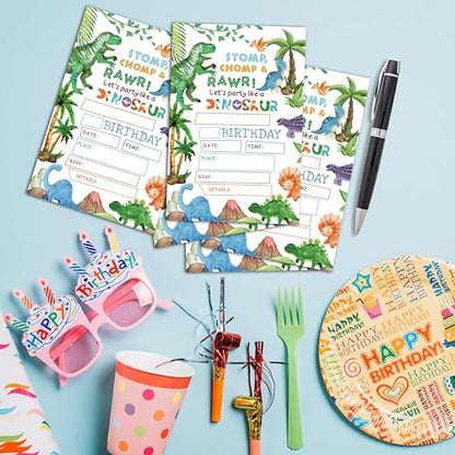 Birthday Invitations - Dinosaur Birthday Invites with Envelopes(25-Count) - Dino Fill-in Party Invite Cards for Boys Girls Kids Party Supplies Favors Decorations - A01 - style: Dinosaur 1