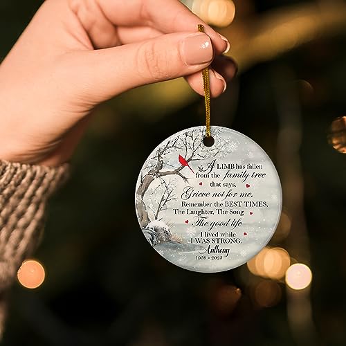 Personalized Memorial Ornaments Sympathy Ornament Ceramic Christmas Remembrance Keepsake Xmas Tree Decorations Gifts for Loss of Loved One