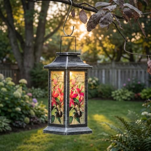 Topadorn Hummingbird Solar Lantern Outdoor Hanging Light - style: Hummingbird