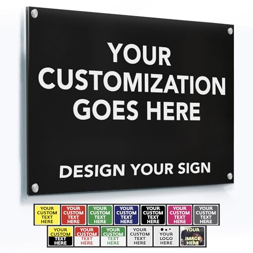 Custom Outdoor Metal Signs, Personalized Aluminum Signs, White Aluminum (Black Background, 7x7 In) - color: Black, size: 7x7 Inches