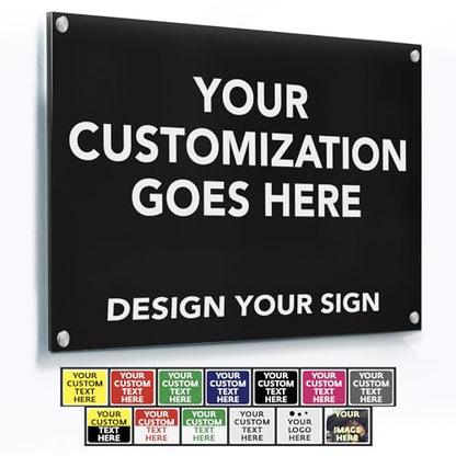 Custom Outdoor Metal Sign - Personalized Aluminum Safety and Business Signs, Waterproof (Black Background, White Aluminum, 36x24 In) - color: Black, size: 36x24 Inches