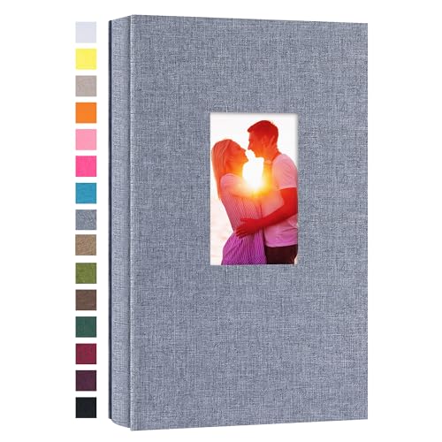 potricher Linen Photo Album for 4x6 Inch Photos, 300 Pockets, Grey | Linen Cover, Small Capacity 4x6 Picture Albums with Horizontal Pockets, 4x6 Photo Book for Family, Wedding, Baby, Anniversary - color: Grey