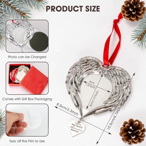 Memorial Christmas Angel Wings Photo Ornaments 2025 Sympathy Gifts for Loss of Loved One - Personalized Angel Wings Picture Frame Ornament for Christmas in Heaven Tree Decor